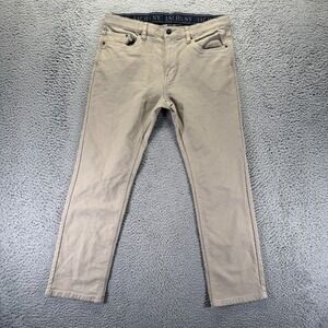 Jachs Ny Pant Men's 34x30 Biege Cotton Chino Straight Business Preppy Stretch